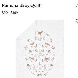 RARE Pottery Barn Kids Ramona Baby Quilt and pillow - White with woodland design